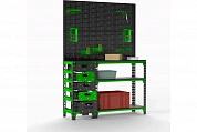 Столы-верстаки Metalex (с боковыми полками и перфопанелями) 950x1300x500 мм
