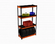 Стеллаж Metalex серия TIRES 2200х1400х500 (три полки) оранжево-чёрный