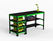 Стол металлический Metalex 750х1600х600 с боковыми полками 