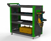 Тележка инструментальная Metalex Тип 2 700х450х950 4 полки (серо-зеленый)