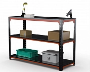 Стол-верстак Metalex серия KIT 950х1100х400 (две полки) (оранжево-черный)