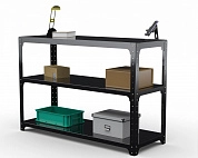 Стол-верстак Metalex серия KIT 950х1100х400 (две полки) (черный)