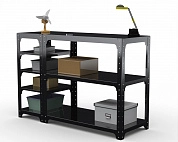 Стол-верстак Metalex серия KIT 950х1400х500 (с бок. полками) (черный)