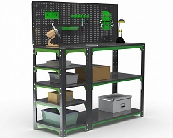 Стол-верстак Metalex серия KIT с боковыми полками
