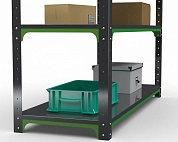 Стол-верстак Metalex серия KIT 950х1800х600 (две полки) (серо-зеленый)