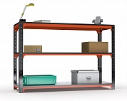 Стол-верстак Metalex серия KIT 950х1500х600 (две полки) (оранжево-черный)
