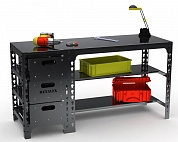Стол металлический Metalex 750х1400х400 с выдвижными ящиками (чёрный)