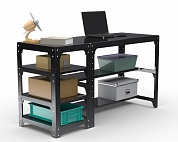 Стол металлический Metalex серия KIT 750х1200х400 с боковыми полками (черный)