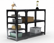 Стол-верстак Metalex серия KIT 950х1600х400 (с бок. полками) (черный)