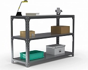 Стол-верстак Metalex серия KIT 950х1500х500 (две полки) (серый)