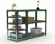 Стол-верстак Metalex серия KIT 950х1200х400 (с бок. полками) (серо-зеленый)