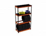 Стеллаж Metalex серия TIRES 2200х1600х500 (две полки) оранжево-чёрный