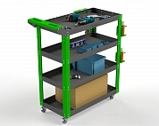 Тележка инструментальная Metalex Тип 1 900х400х950 4 полки (серо-зеленый)