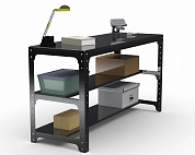 Стол металлический Metalex серия KIT 750х1000х400 (две полки) (черный)