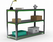 Стол-верстак Metalex серия KIT 950х1300х500 (две полки) (серо-зеленый)