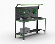 Стол металлический Metalex серия KIT 750х1100х400 (одна полка + перфопанель с комплектом освещения)