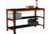 Стол металлический Metalex 750х1200х500 (две полки) оранжево-чёрный