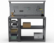 Стол-верстак Metalex серия KIT 950х1000х400 (с бок. полками, перфопанелью и комп. освещения) (серый)