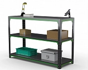 Стол-верстак Metalex серия KIT 950х1100х400 (две полки) (серо-зеленый)