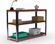 Стол-верстак Metalex серия KIT 950х1000х600 (две полки) (оранжево-черный)