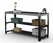 Стол металлический Metalex серия KIT 750х1200х400 (две полки) (черный)