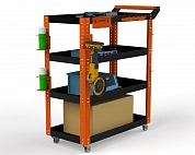 Тележка инструментальная Metalex Тип 1 900х450х950 4 полки (оранжево-черный)