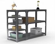 Стол-верстак Metalex серия KIT 950х1600х400 (с бок. полками) (серый)