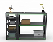 Стол-верстак Metalex серия KIT 950х1000х400 (с бок. полками) (серо-зеленый)