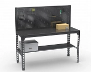 Стол металлический Metalex 750х1500х600 + перфопанель с комплектом аксессуаров (серый)