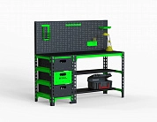 Стол металлический Metalex 750х1400х600 с выдвижными ящиками и перфопанелью