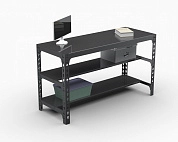 Стол металлический Metalex 750х1300х600 (две полки) серый
