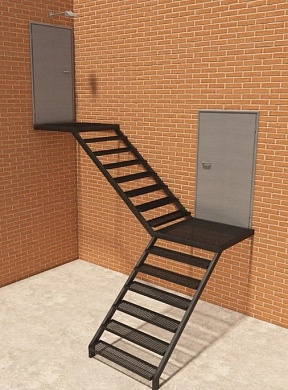 Лестница металлическая ЛМ90-02 с площадкой и поворотом 90°
