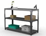 Стол-верстак Metalex серия KIT 950х1400х500 (две полки) (серый)