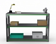 Стол-верстак Metalex серия KIT 950х1000х600 (две полки) (серо-зеленый)