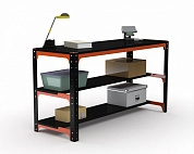 Стол металлический Metalex серия KIT 750х1000х600 (две полки) (оранжево-черный)