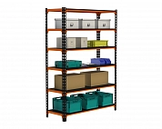 Стеллаж Metalex MID 2200х1200х400 6 полок оранжево-чёрный