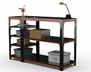 Стол-верстак Metalex серия KIT 950х1000х500 (с бок. полками ) (оранжево-черный)