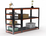 Стол-верстак Metalex серия KIT 950х1200х400 (с бок. полками) (оранжево-черный)