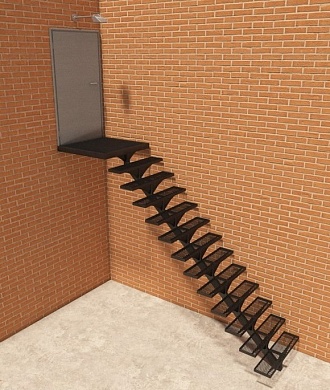 Лестница металлическая ЛМ-09 на монокосоуре прямая одномаршевая