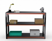 Стол-верстак Metalex серия KIT 950х1700х500 (две полки) (оранжево-черный)