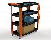 Тележка инструментальная Metalex Тип 1 900х400х950 4 полки (оранжево-черный)
