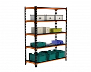 Стеллаж Metalex MID 2200х1400х400 5 полок оранжево-чёрный