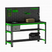 Стол металлический Metalex 750х1100х600 + две полки + перфопанель с комплектом аксессуаров