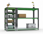 Стол-верстак Metalex серия KIT 950х1300х400 (с бок. полками) (серо-зеленый)