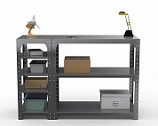 Стол-верстак Metalex серия KIT 950х1800х400 (с бок. полками) (серый)