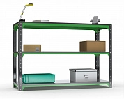 Стол-верстак Metalex серия KIT 950х1300х600 (две полки) (серо-зеленый)