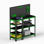 Стол-верстак Metalex 950х1200х400 (с бок. полками, перфопанелью и комп. аксессуаров)