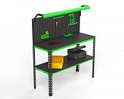 Верстак Metalex серия SUN 950х1300х400 (одна полка + перфопанель с комплектом освещения)