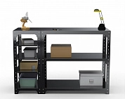 Стол-верстак Metalex серия KIT 950х1200х600 (с бок. полками) (черный)
