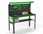 Стол металлический Metalex серия SUN 750х1200х400 (одна полка + перфопанель с комплектом освещения)